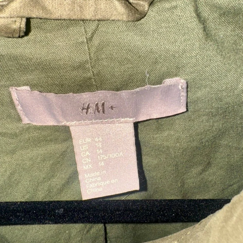 🪖 H&M Cotton Utility Jacket | Size 14 | Khaki Green - Picture 5 of 5